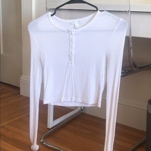 White Long Sleeve Crop Top